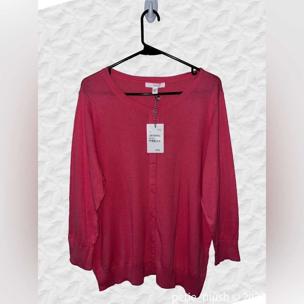 1901 -NWT- Button-Down -3/4 Sleeve Lightweight Cardigan/Sweater - Pink Lemonade